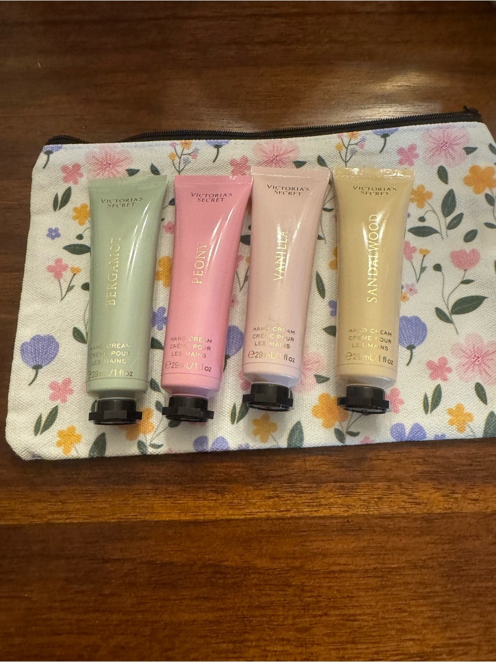 Victoria's Secret Hand Cream Bundle with Floral Makeup Pouch